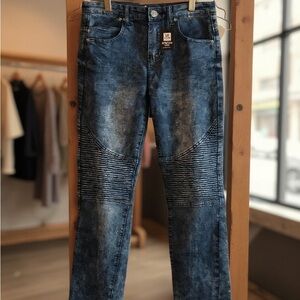 Boys XR Stretch Moto Denim Biker Jeans - Blue